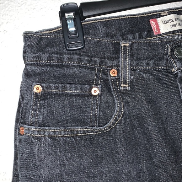 Vintage Y2K LEVI’S 569 Loose fit Wide-leg black Jean’s 31 relaxed fit boyfriend - Picture 5 of 13